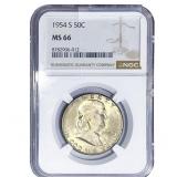 1954-S Franklin Half Dollar NGC MS66