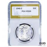 1946-S Walking Liberty Half Dollar PGA MS64