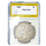 1866 Seated Liberty Dollar PGA XF45