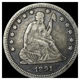 1891 Silver Seated Liberty Quarter LIGHTLY CIRCULA