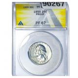 1955 Washington Silver Quarter ANACS PF67 PROOF