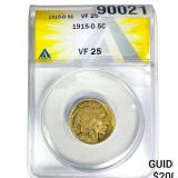 1915-D Buffalo Nickel ANACS VF25
