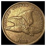 1858 Copper-Nickel Flying Eagle Cent NEARLY UNCIRC