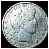 1913 Silver Half Dollar Barber ABOUT UNCIRCULATED