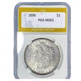 1890 Morgan Silver Dollar PGA MS63
