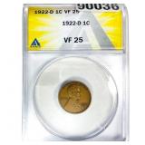 1922-D Wheat Cent ANACS VF25