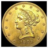 1907 Liberty Head Eagle $10 Gold Coin UNCIRCULATED