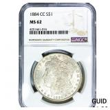 1884-CC Morgan Silver Dollar NGC MS62