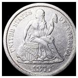 1877-CC Silver Seated Liberty Dime NEARLY  UNCIRC