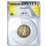 1912-S Barber Quarter ANACS VG8