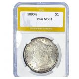 1890-S Morgan Silver Dollar PGA MS63