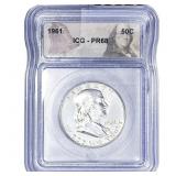 1961 Franklin Half Dollar ICG PR68