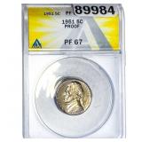 1951 Jefferson Nickel ANACS PF67 PROOF