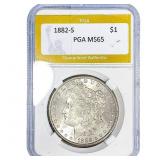 1882-S Morgan Silver Dollar PGA MS65