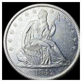 1842 Silver Half Dollar CLOSELY UNCIRCULATED