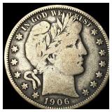 1906-S Silver Half Dollar Barber LIGHTLY CIRCULATE