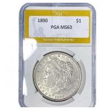 1890 Morgan Silver Dollar PGA MS63