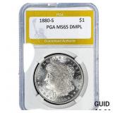 1880-S Morgan Silver Dollar PGA MS65 DMPL