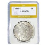 1883-O Morgan Silver Dollar PGA MS64