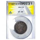 1847 Coronet Head Large Cent ANACS VF35
