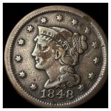 1848 Braided Hair Large Cent LIGHTLY  CIRCULATED