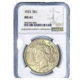 1923 Silver Peace Dollar NGC MS61
