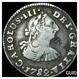 1782/1 PR Bolivia Charles III Silver 1/2 Real