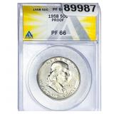 1958 Washington Silver Half Dollar ANACS PF66 PROO