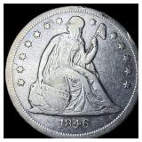 1846-O Silver Seated Liberty Dollar ABOUT UNCIRCUL