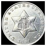 1851 Silver Three-Cent Piece CLOSELY UNCIRCULATED