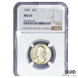 1942 Washington Silver Quarter NGC MS65