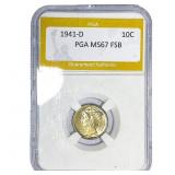 1941-D Mercury Silver Dime PGA MS67 FSB