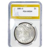 1881-S Morgan Silver Dollar PGA MS64
