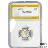 1937-S Mercury Silver Dime PGA MS67+