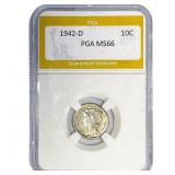 1942-D Mercury Silver Dime PGA MS66