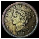 1855 Braided Hair Half Cent LIGHTLY  CIRCULATED