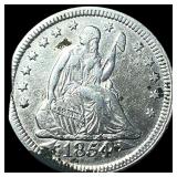 1854 Arrows Seated Liberty Quarter CLOSELY UNCIRCU