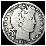 1912-S Silver Barber Half Dollar NICELY CIRCULATED