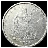 1845-O Silver Seated Liberty Half Dollar  NEARLY