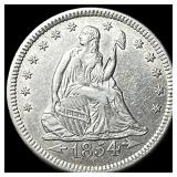 1854-O Arrows Silver Seated Liberty Quarter  CLOS