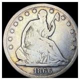1866 Seated Liberty Half Dollar ABOUT UNCIRCULATED
