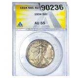 1934 Walking Liberty Half Dollar ANACS AU55