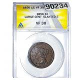 1856 Braided Hair Large Cent ANACS VF30