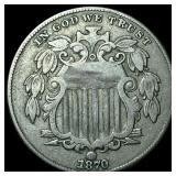 1870 Shield Nickel NEARLY UNCIRCULATED