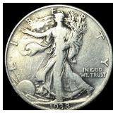 1938-D Silver Walking Liberty Half Dollar LIGHTLY