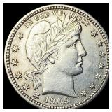 1909 Barber Silver Quarter CLOSELY UNCIRCULATED