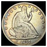 1877 Seated Liberty Half Dollar CLOSELY UNCIRCULAT