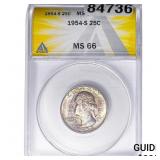1954-S Washington Silver Quarter ANACS MS66