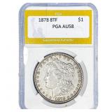 1878 8TF Morgan Silver Dollar PGA AU 58