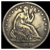 1864-S Silver Seated Liberty Half Dollar  NEARLY